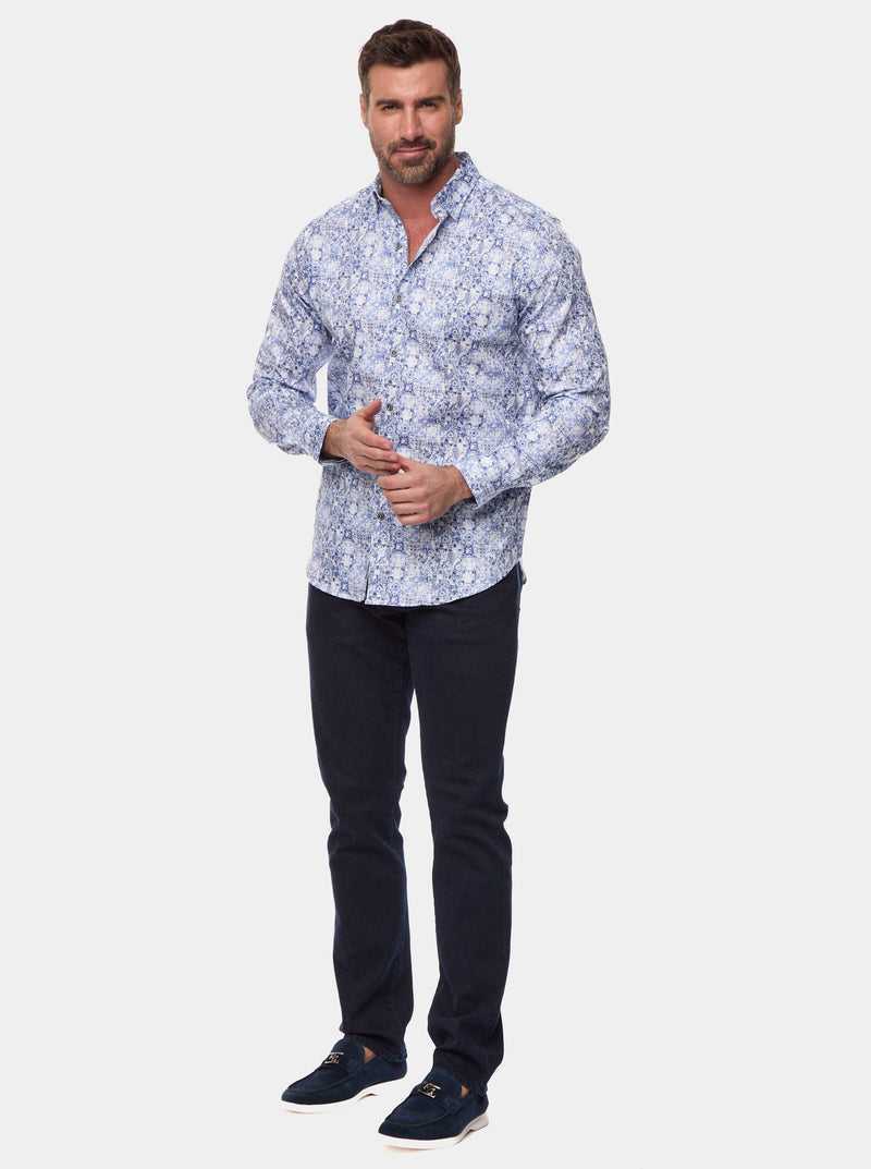 Robert Graham Kano Long Sleeve Button Down Shirt Niebieskie | GEMUPO748