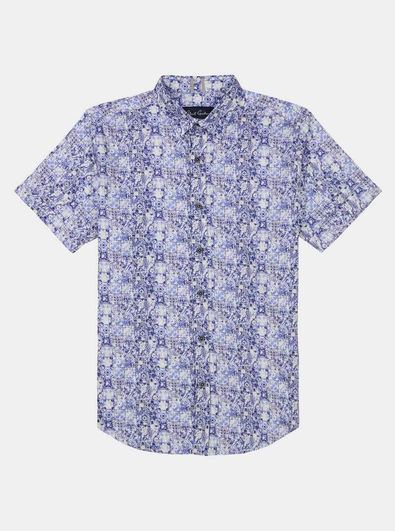 Robert Graham Kano Short Sleeve Button Down Shirt Niebieskie | AWUJFQ583