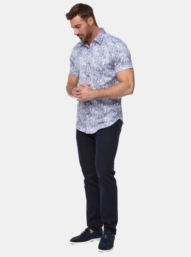 Robert Graham Kano Short Sleeve Button Down Shirt Niebieskie | AWUJFQ583