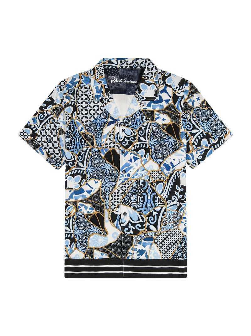 Robert Graham Kintsugi Short Sleeve Button Down Shirt Niebieskie | LVSOKA607