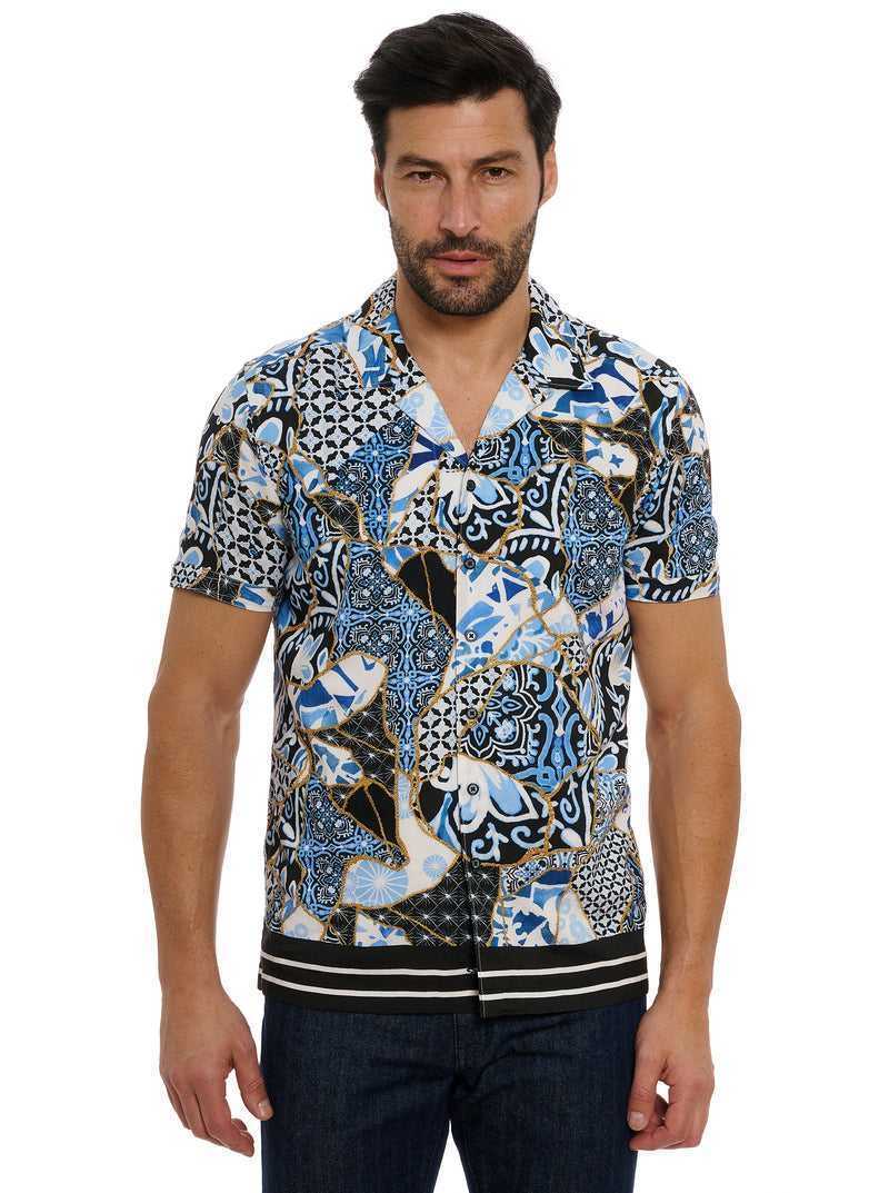 Robert Graham Kintsugi Short Sleeve Button Down Shirt Niebieskie | LVSOKA607