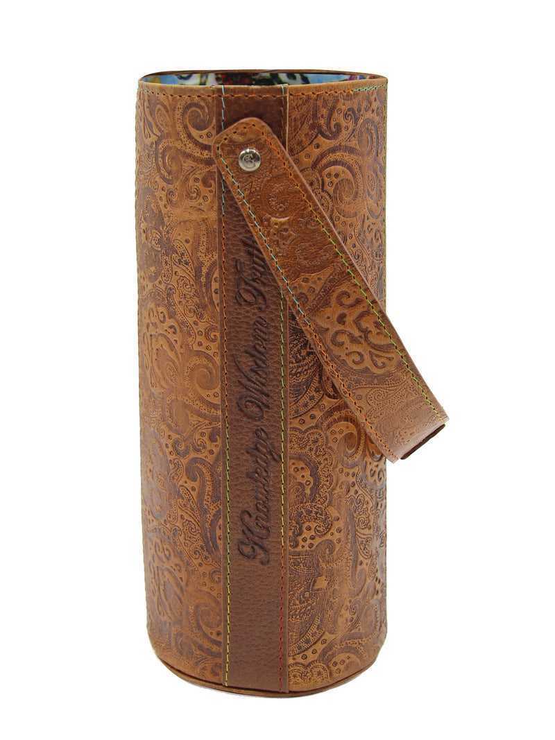 Robert Graham Leather Wine Bottle Carrier Tan | CXBWJF549