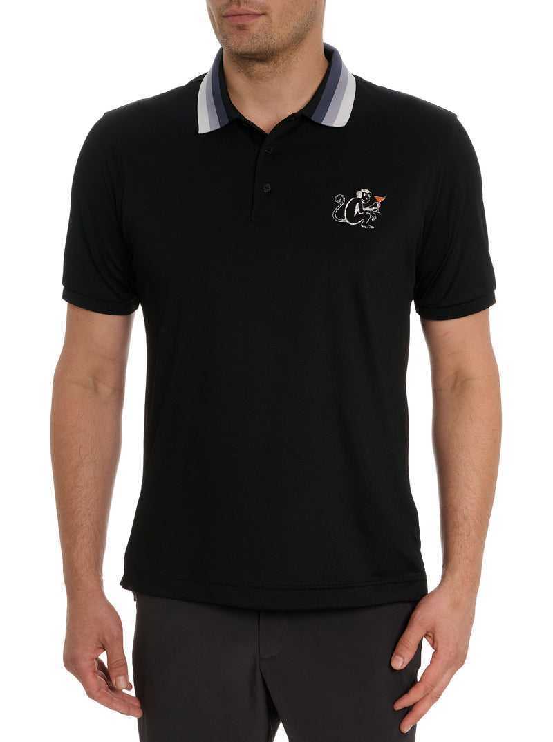 Robert Graham Monkey Business Polo Czarne | FKUPAL931