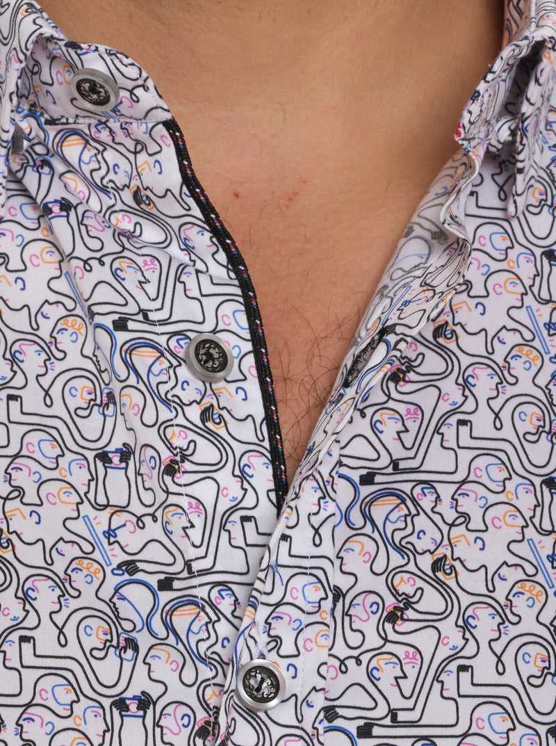 Robert Graham Painted Faces Short Sleeve Button Down Multi | QGZAVF093