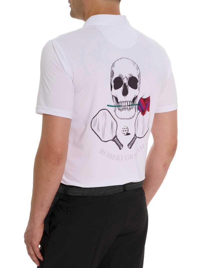 Robert Graham Pickleball Skull Performance Polo Białe | CGHWEP581