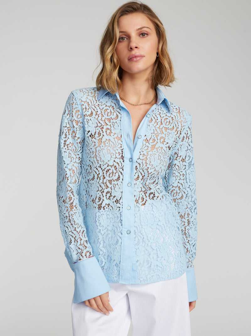 Robert Graham Priscilla Shirt Głęboka Niebieskie | DLWTRF096