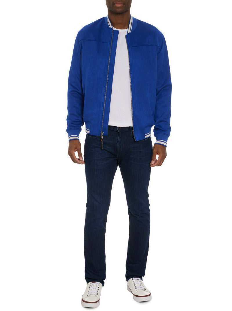 Robert Graham Suede Bomber Jacket Cobalt | GKWJUA376