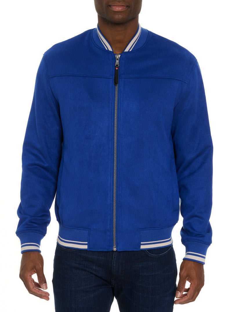 Robert Graham Suede Bomber Jacket Cobalt | GKWJUA376