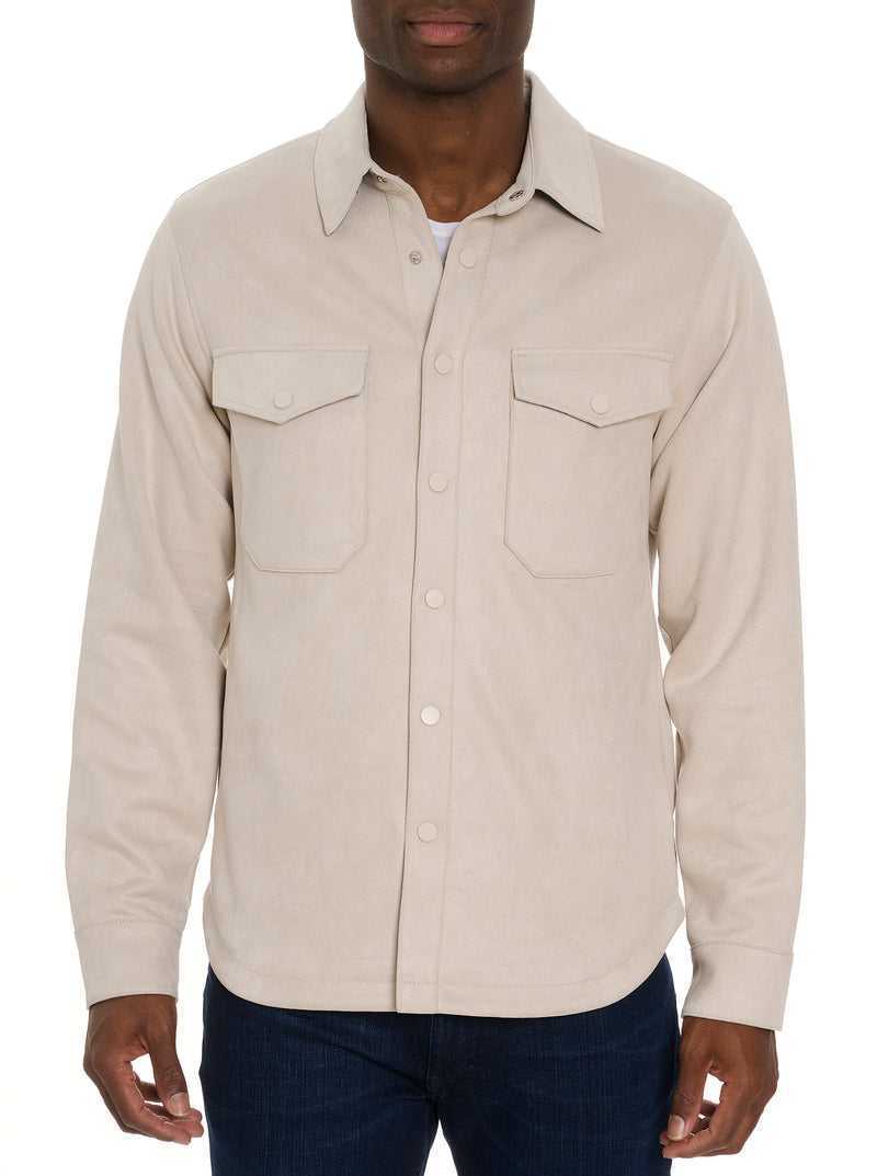 Robert Graham Suede Shirt Jacket Stone | BONRWM780