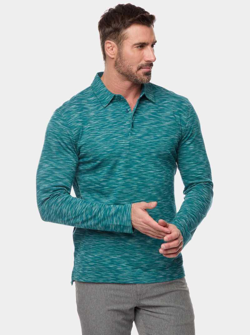 Robert Graham Thales Long Sleeve Polo Granatowe | PHKGZY742