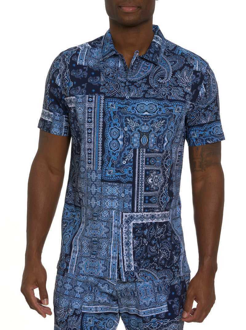 Robert Graham The Gotham Short Sleeve Button Down Shirt Granatowe | EVCOHJ849